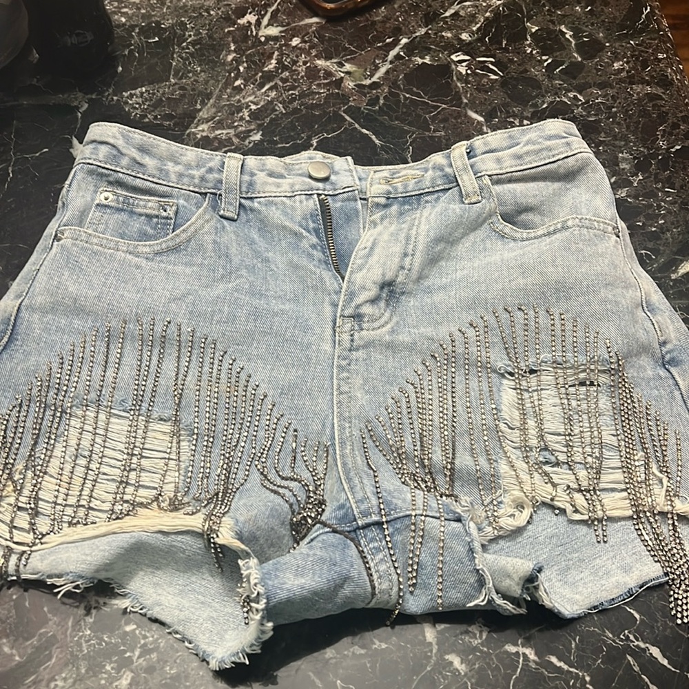 Rhinestone Denim Shorts